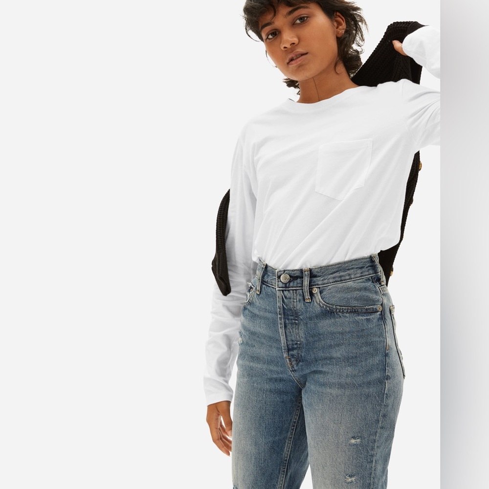 Everlane The Organic Cotton Long-Sleeve Box-Cut Pocket Tee